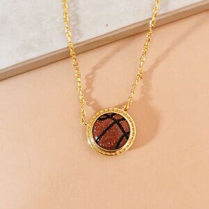 Kendra Scott | Basketball | Orange Goldstone Gold Short Pendant Necklace